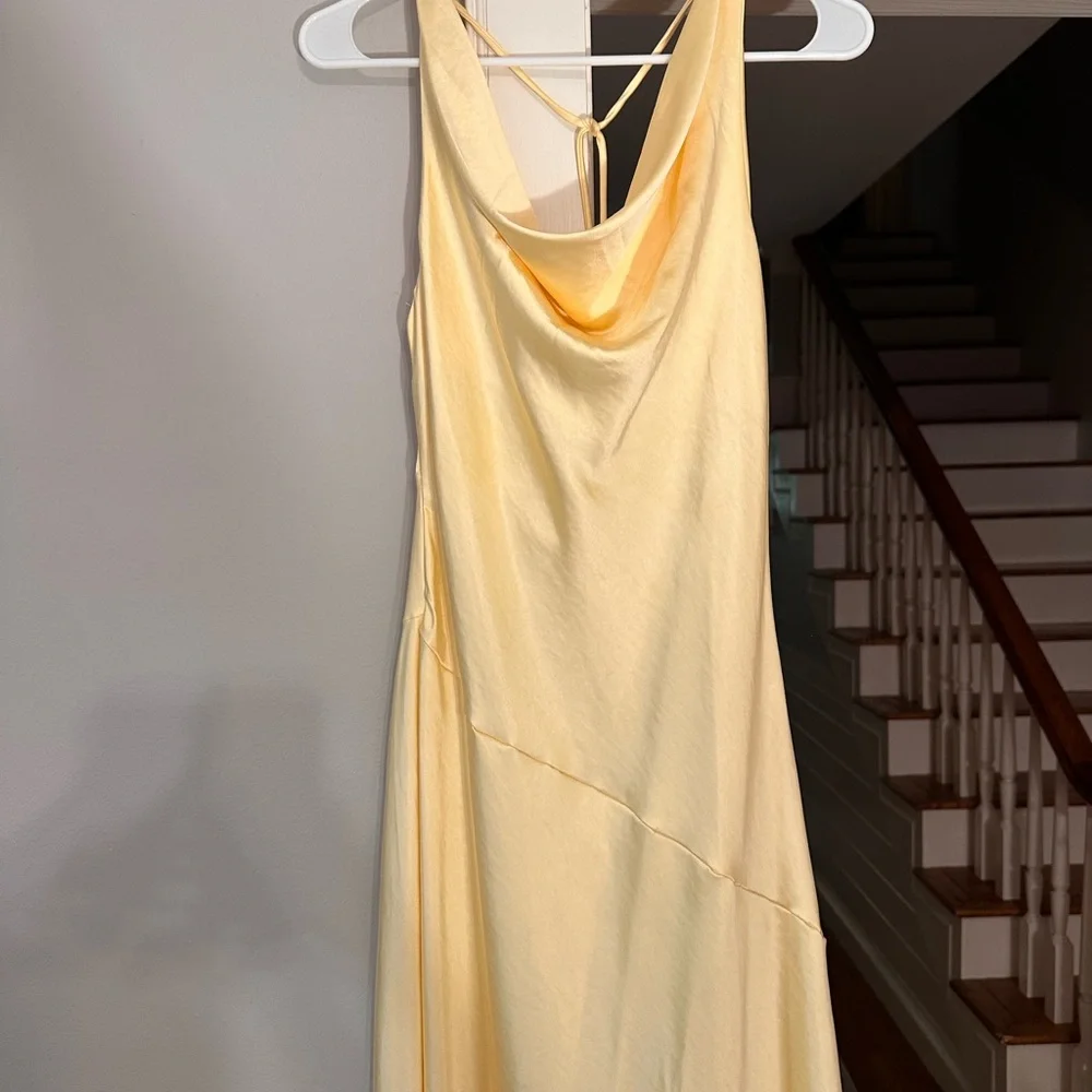 Elegant Backless Cowl Slip Dress in Pale Yellow - Picture 6 of 6